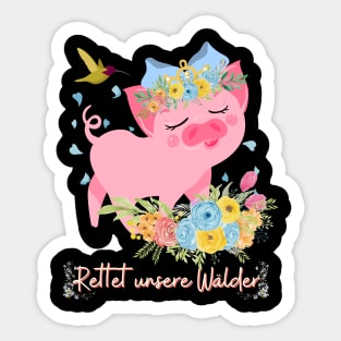 Schwein Vogel Wald Retten Prinzessin Blumen Süß Sticker